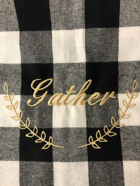 Gather Wreath Buffalo Check Plaid Cotton Table runner Gift - Memes Custom Stitches LLC