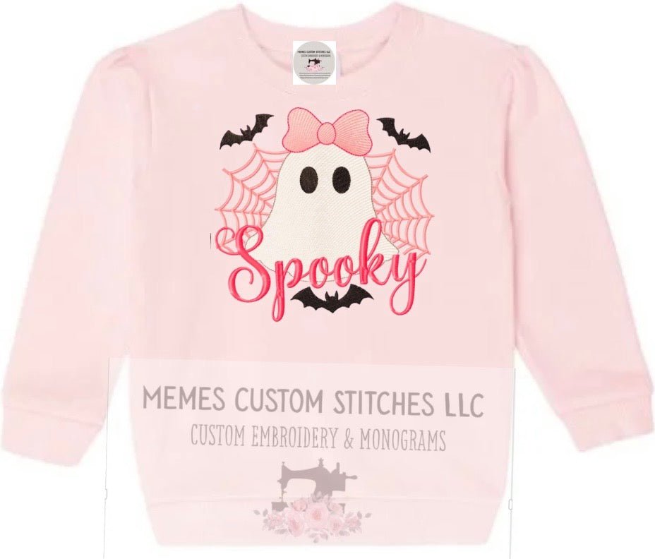 Girl’s Halloween Spooky Ghost Fleece Sweatshirt - Memes Custom Stitches LLC