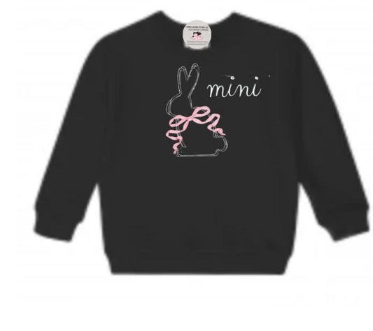Girl’s Mini Easter Bunny Pink Bow Sweatshirt - Memes Custom Stitches LLC