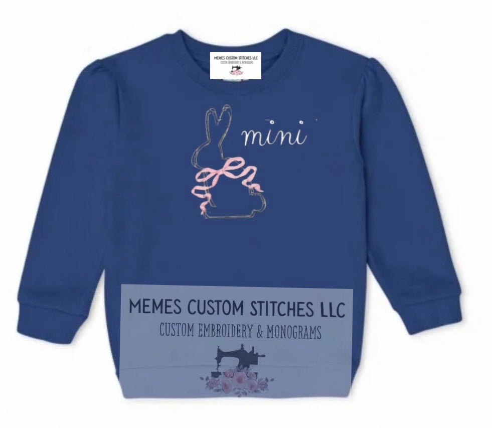 Girl’s Mini Easter Bunny Pink Bow Sweatshirt - Memes Custom Stitches LLC