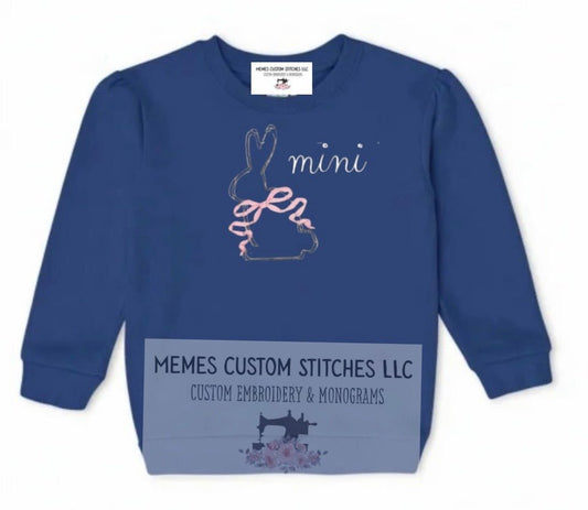 Girl’s Mini Easter Bunny Pink Bow Sweatshirt - Memes Custom Stitches LLC