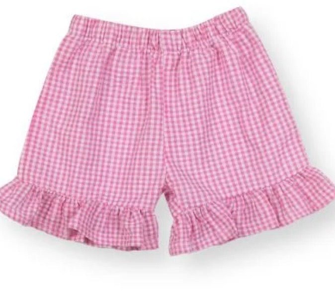 Girl’s Monogram Tshirt Shorts Gingham Set - Memes Custom Stitches LLC