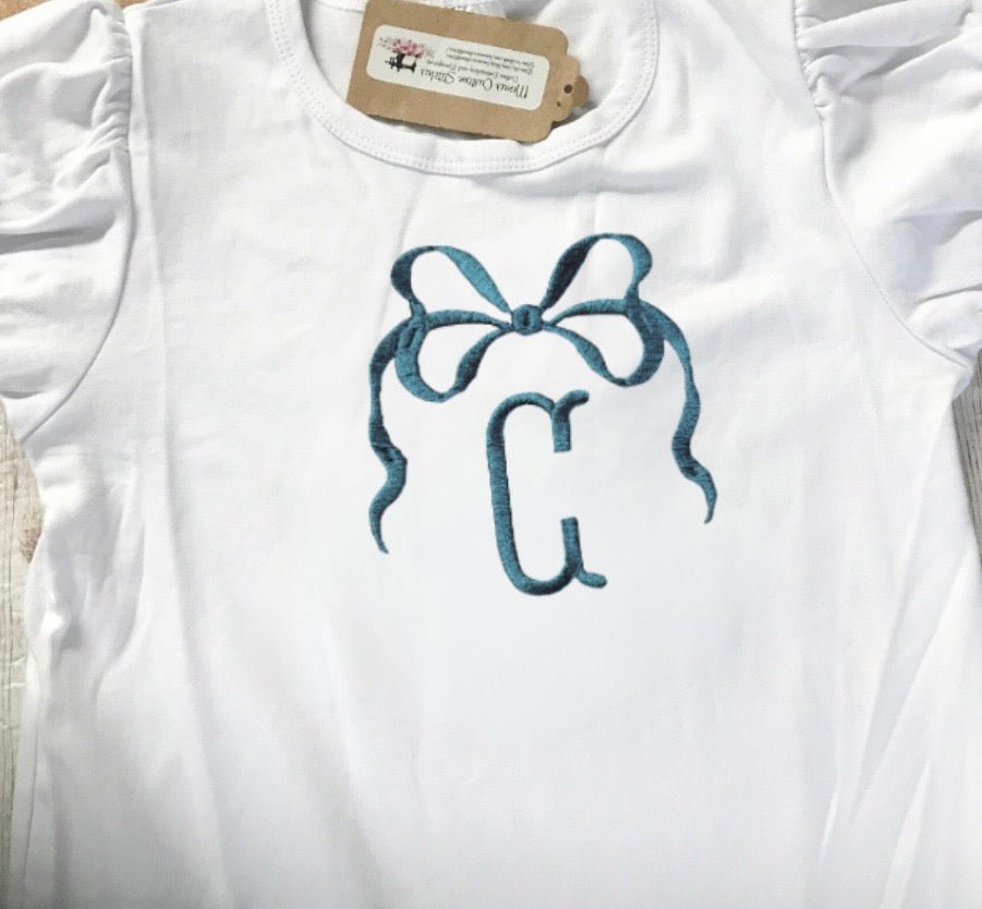 Girl’s Personalized Coquette Bow Embroidered T-Shirt - Memes Custom Stitches LLC