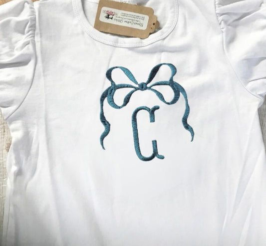 Girl’s Personalized Coquette Bow Embroidered T-Shirt - Memes Custom Stitches LLC