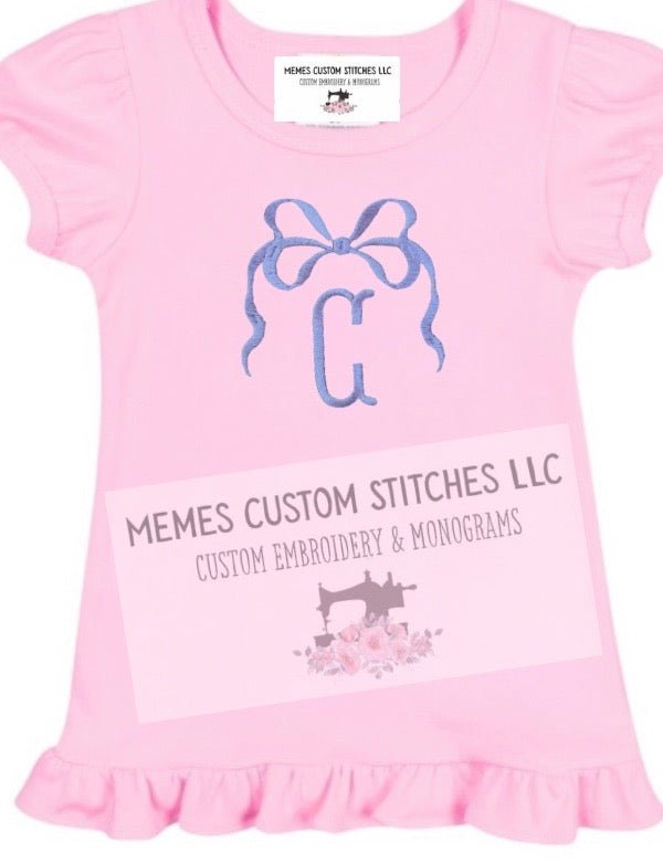 Girl’s Personalized Coquette Bow Embroidered T-Shirt - Memes Custom Stitches LLC