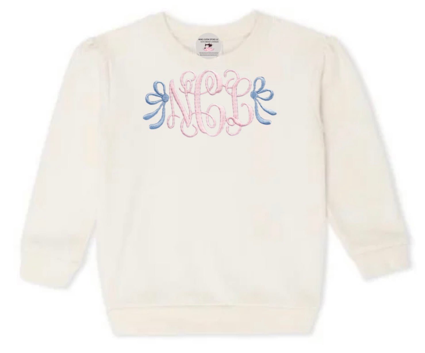 Girl’s Personalized Monogram Bow Fleece Sweatshirt - Memes Custom Stitches LLC