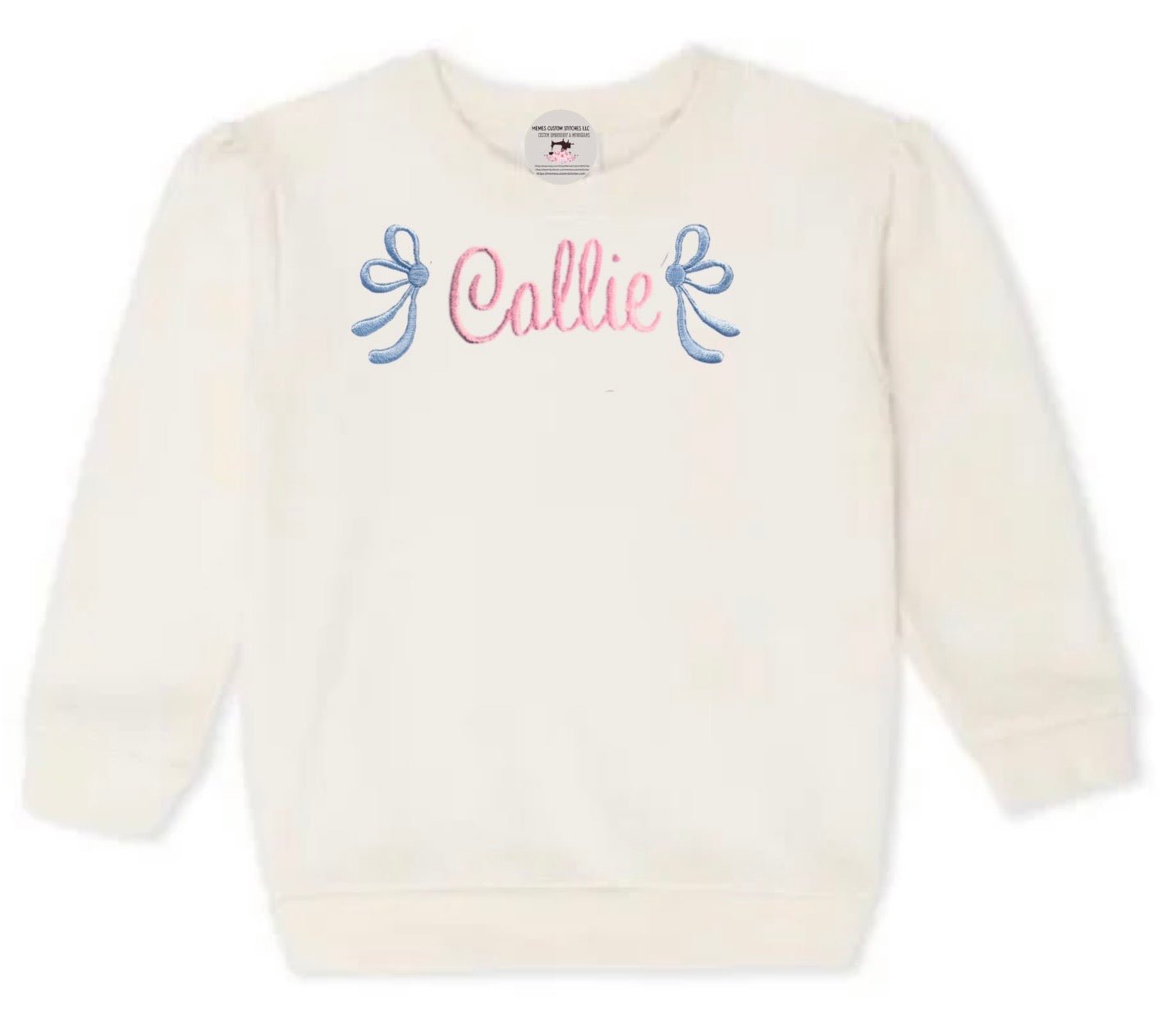 Girl’s Personalized Monogram Bow Fleece Sweatshirt - Memes Custom Stitches LLC