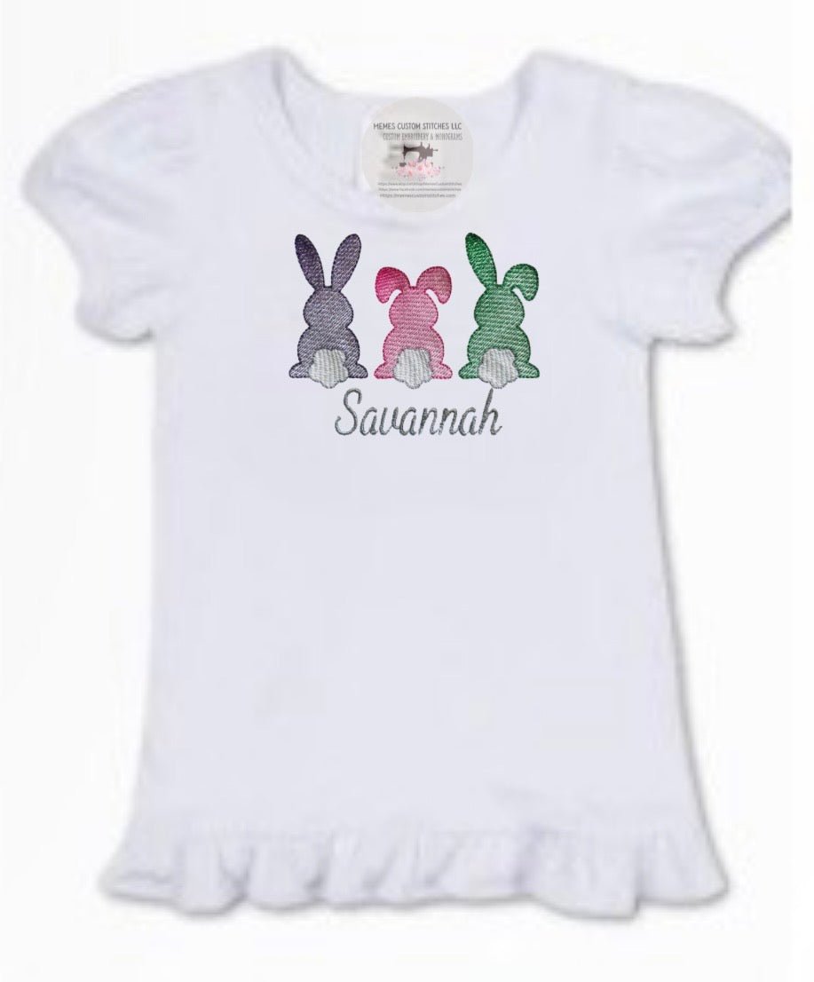 Girl’s Personalized Name Easter Bunny T-shirt - Memes Custom Stitches LLC