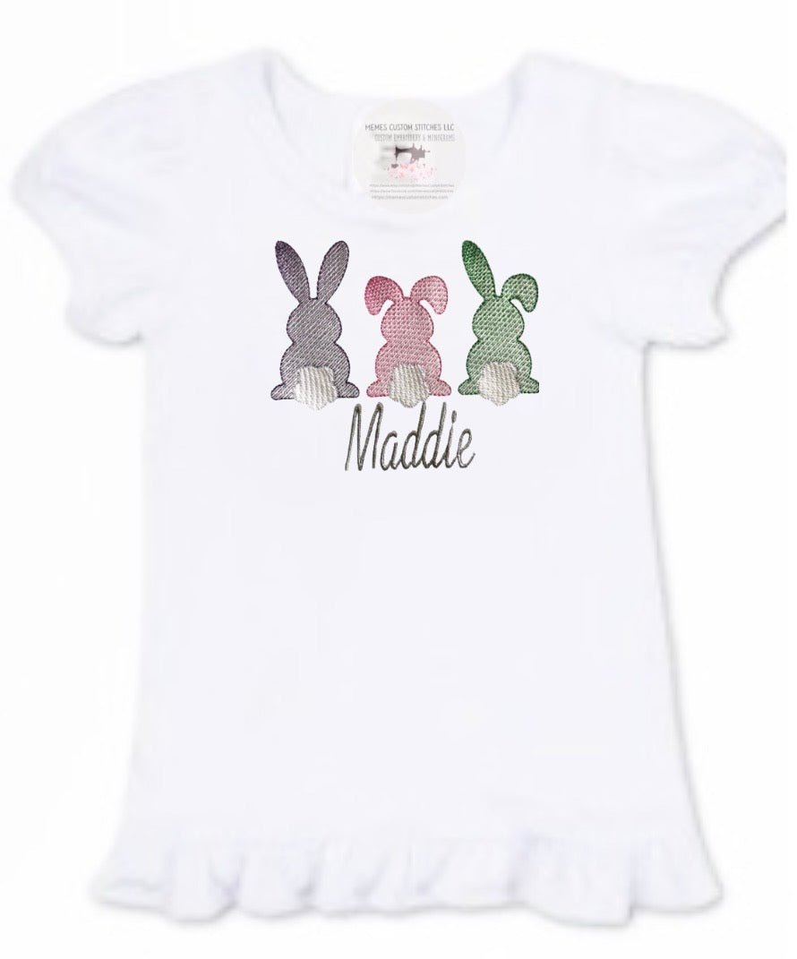 Girl’s Personalized Name Easter Bunny T-shirt - Memes Custom Stitches LLC