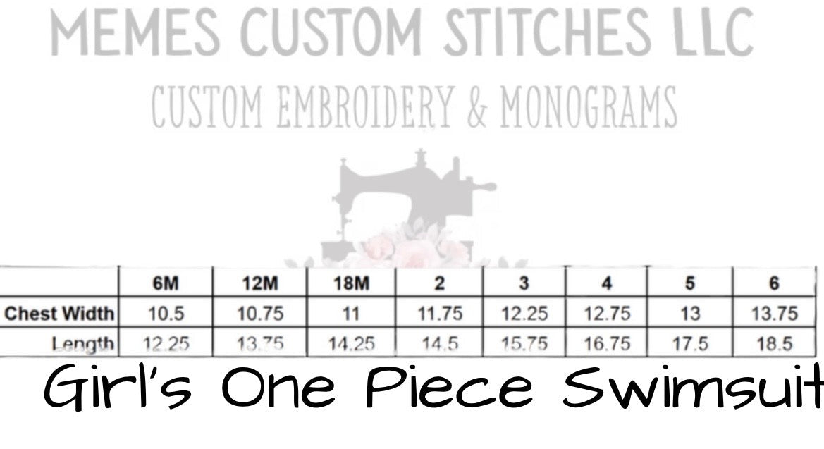 Girl’s Personalized Seersucker Ruffle Lined Swim Suit - Memes Custom Stitches LLC
