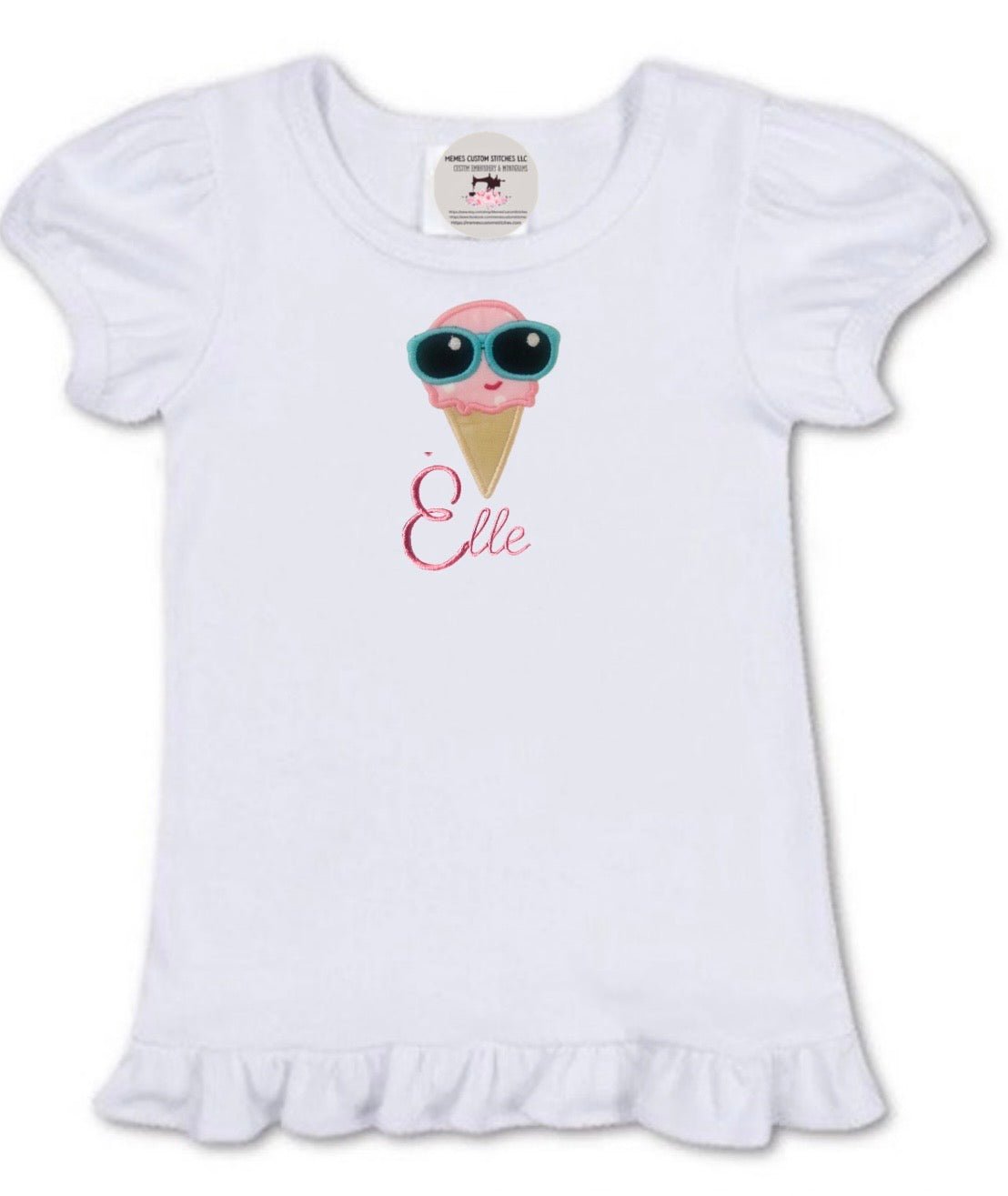 Girl’s Personalized Summer Vacation Ice Cream TShirt - Memes Custom Stitches LLC