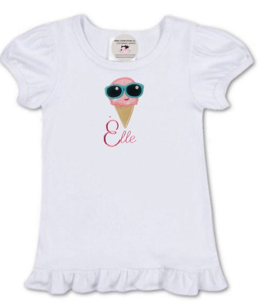 Girl’s Personalized Summer Vacation Ice Cream TShirt - Memes Custom Stitches LLC
