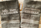 Gorgeous Handsome Bathroom Towel Set, Wedding Anniversary Gifts,Bath Decor - Memes Custom Stitches LLC