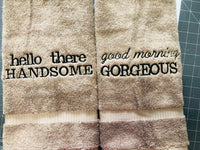 Gorgeous Handsome Bathroom Towel Set, Wedding Anniversary Gifts,Bath Decor - Memes Custom Stitches LLC