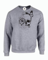 Halloween Spooky Skull Butterfly Adult Unisex Sweatshirt - Memes Custom Stitches LLC