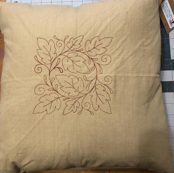 Handmade Fall Leaf Tan Throw Pillow 14 x14 - Memes Custom Stitches LLC