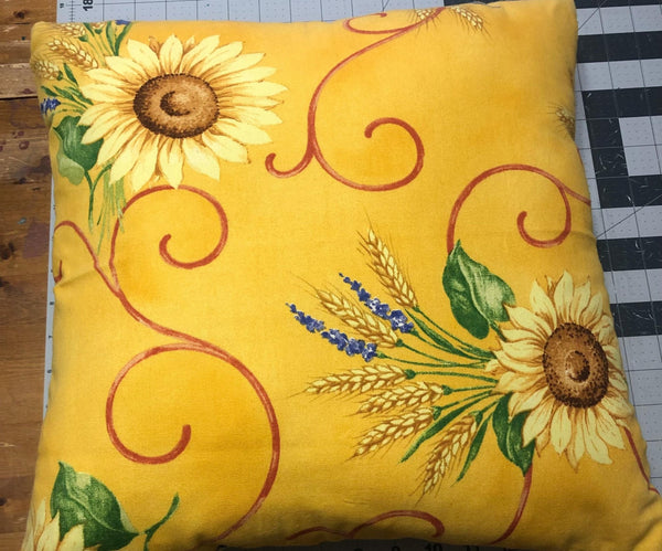 Handmade Fall Sunflower Throw Pillow 15x15 - Memes Custom Stitches LLC