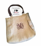 Handmade Monogram Personalized Pleated Burlap Shoulder Purse/Tote,Gift for Her - Memes Custom Stitches LLC