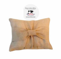 Handmade Natural Burlap Bow Throw Pillow, Gifts for Her, - Memes Custom Stitches LLC