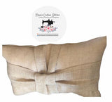 Handmade Natural Burlap Bow Throw Pillow, Gifts for Her, - Memes Custom Stitches LLC