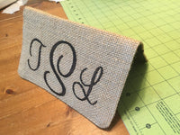 Handmade Personalized Monogram Natural Burlap Checkbook Cover,Gifts for her, Personalized Gifts - Memes Custom Stitches LLC