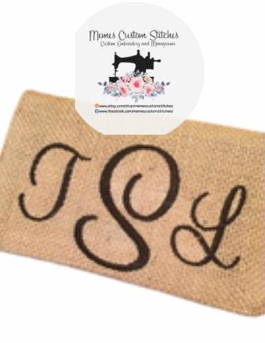 Handmade Personalized Monogram Natural Burlap Checkbook Cover,Gifts for her, Personalized Gifts - Memes Custom Stitches LLC