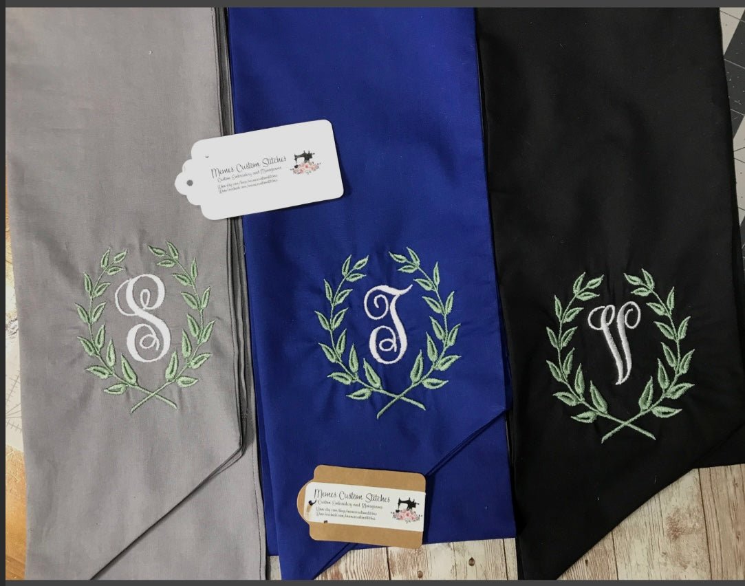 Handmade Wreath Initial Sash Door Hanger Decor - Memes Custom Stitches LLC