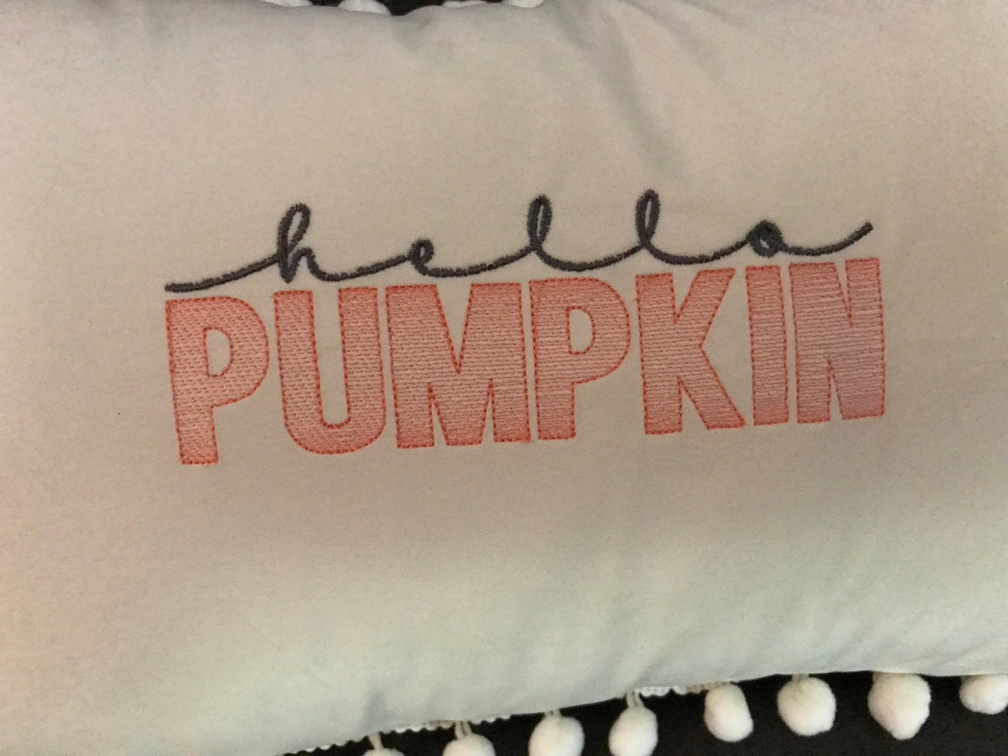 Hello Pumpkin Pom Pom Velvet Lumbar Throw Pillow Cover ,12x20, Fall Decor,Housewarming Gifts - Memes Custom Stitches LLC