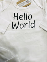 Hello World Newborn Home Coming ,Sleep Gown Cap Onesie Gift Set - Memes Custom Stitches LLC