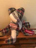 Keepsake Memory Handmade Teddy Bear, Memory Remembrance Gifts, Memory Bear made with Loved Ones Clothing - Memes Custom Stitches LLC