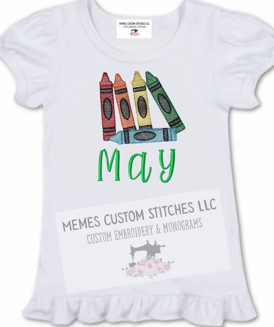 Kid’s Personalized Back to School Crayon Tshirt - Memes Custom Stitches LLC