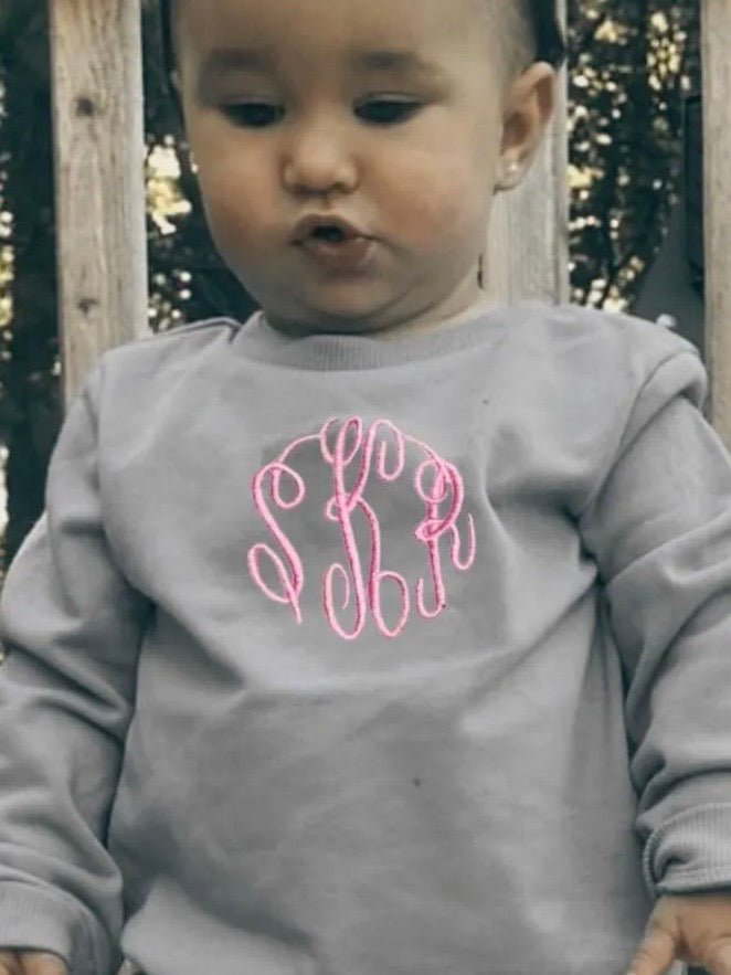 Kids Personalized Large Monogram Fleece Sweatshirt - Memes Custom Stitches LLC