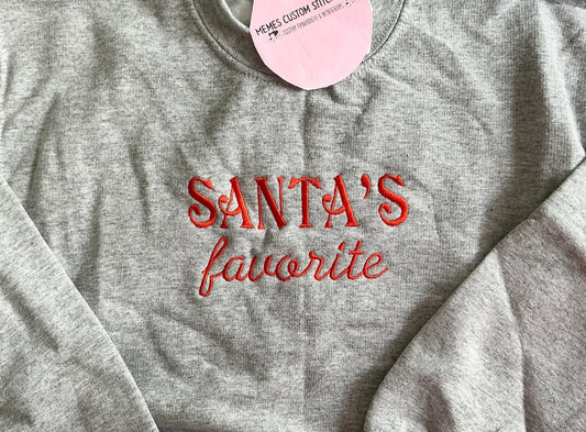 Kids Santa’s Favorite Embroidered Christmas Holiday Fleece Sweatshirt - Memes Custom Stitches LLC