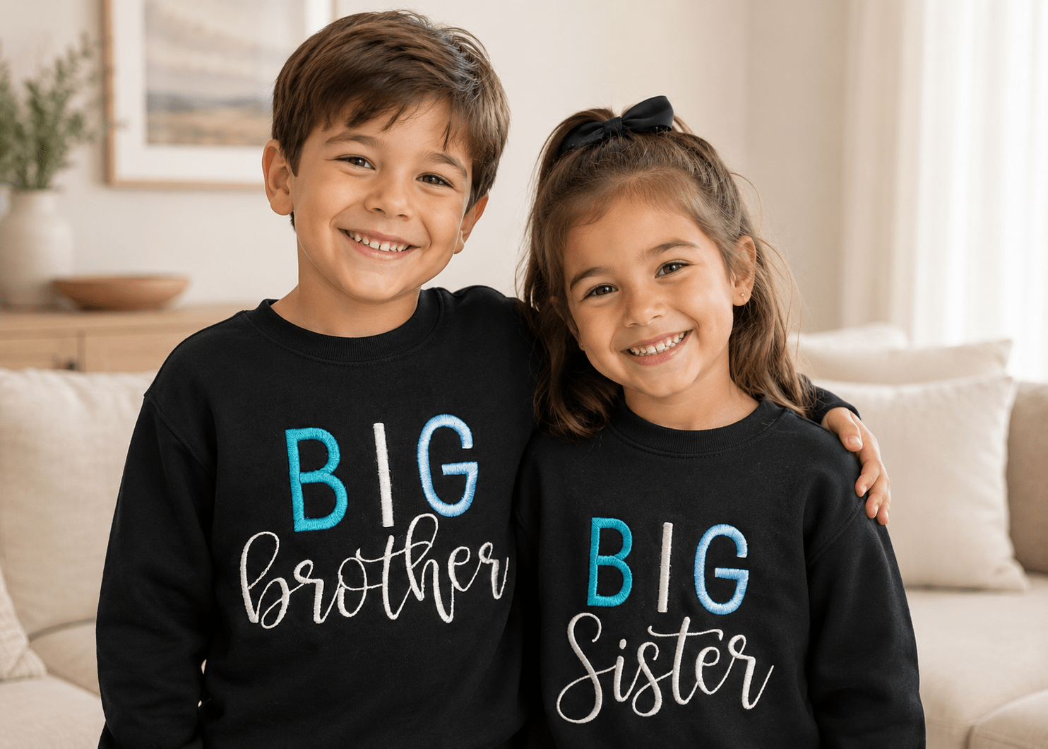 Kids Sibling Big Sister Brother Fleece Sweatshirt - Memes Custom Stitches LLC