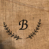 Large Initial Half Wreath Burlap Market Beach Tote - Memes Custom Stitches LLC