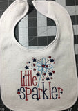 Little Sparkler Patriotic Unisex Baby Bib,Baby Shower Gifts - Memes Custom Stitches LLC