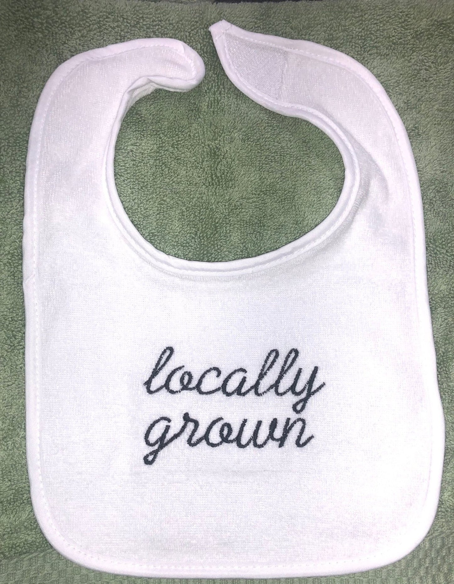 Locally Grown Baby Newborn Toddler Teething Bib,Baby Shower Gifts, Baby Essentials - Memes Custom Stitches LLC