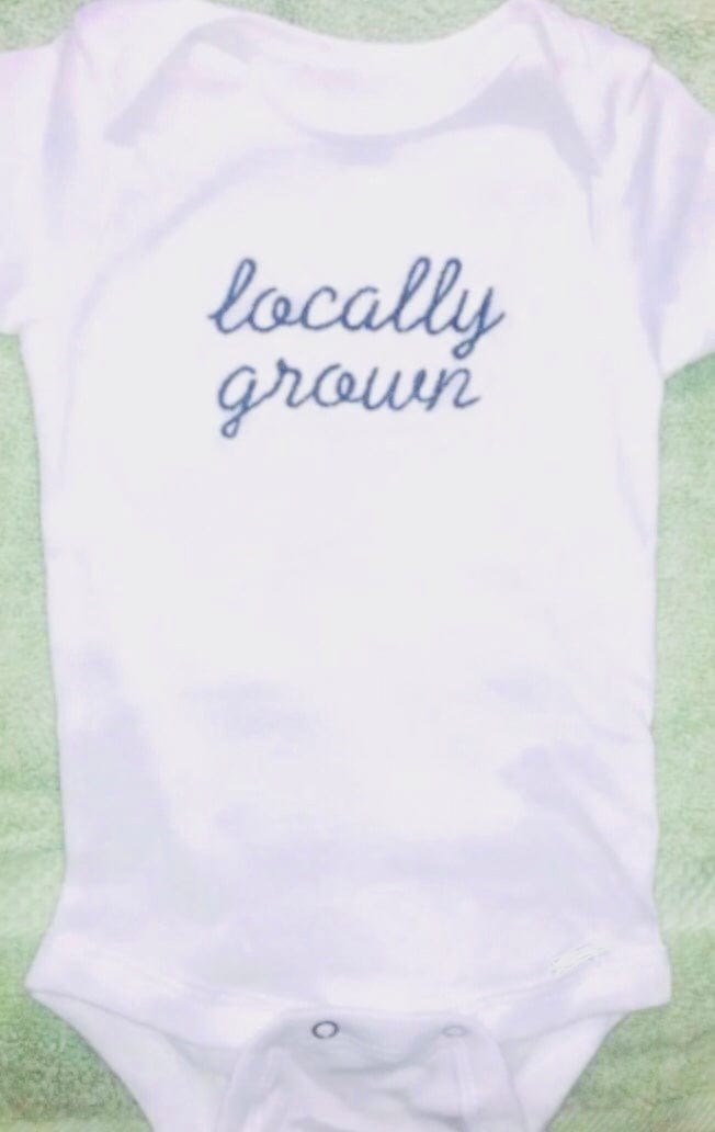 Locally Grown Short Sleeve Baby Onesie Bodysuit, Newborn Shower Gift - Memes Custom Stitches LLC