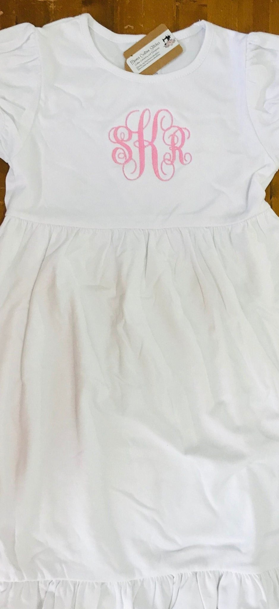 Long Sleeve Monogram Baby Toddler Girls Smocked Ruffle Cotton Empire Dress - Memes Custom Stitches LLC