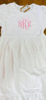 Long Sleeve Monogram Baby Toddler Girls Smocked Ruffle Cotton Empire Dress - Memes Custom Stitches LLC