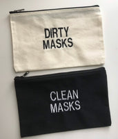 Mask Bags, Set of Clean And Dirty Mask Bags, Washable Bags for Masks , Gifts , Zippered pouch for masks - Memes Custom Stitches LLC