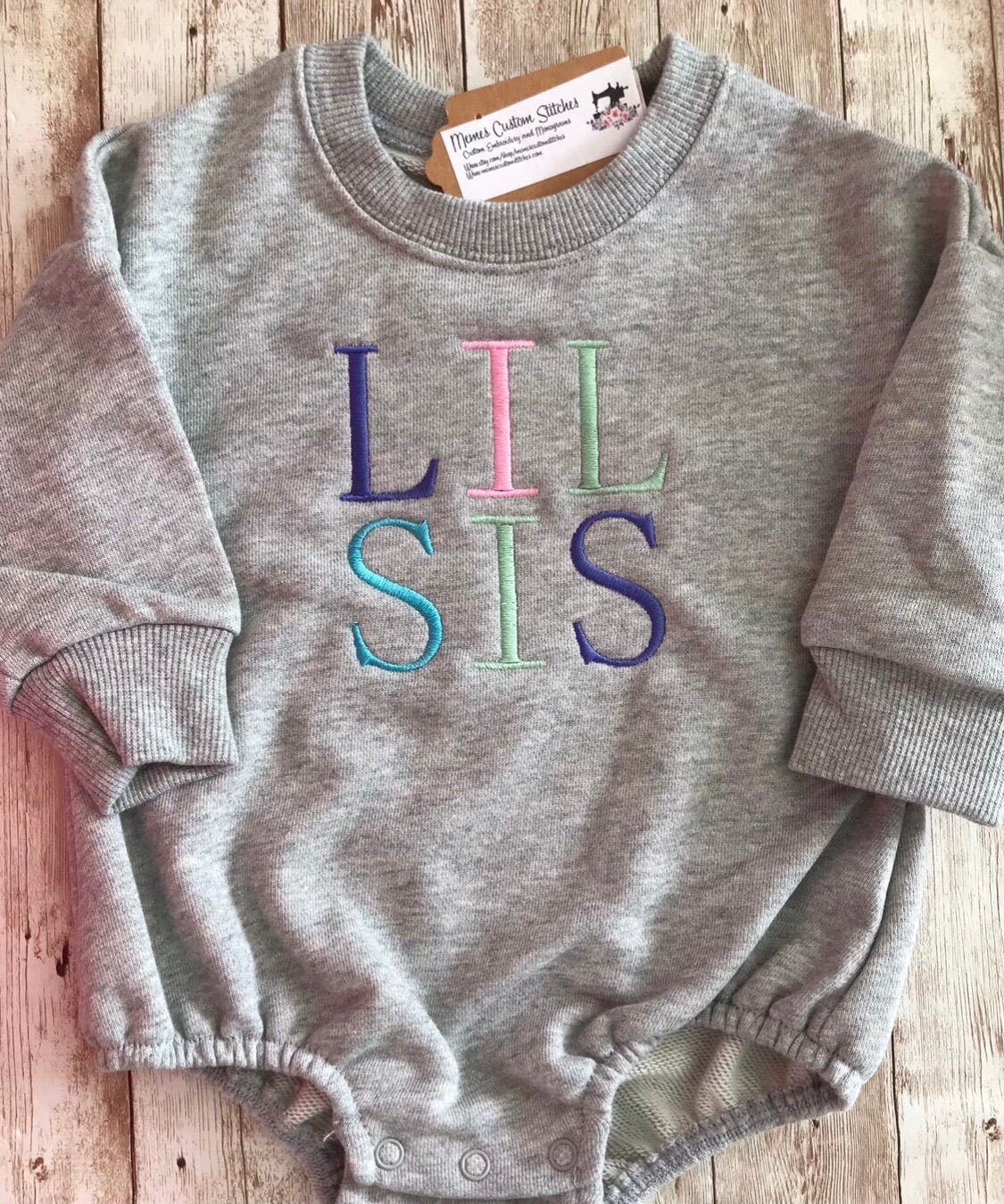 Matching Sibling Baby Unisex Lil Sis Lil Bro Sweatshirt Bubble Romper - Memes Custom Stitches LLC