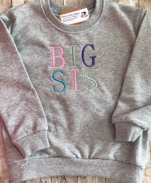 Matching Siblings Sweatshirt, Big Sis Bro Unisex Gray Sweatshirt - Memes Custom Stitches LLC