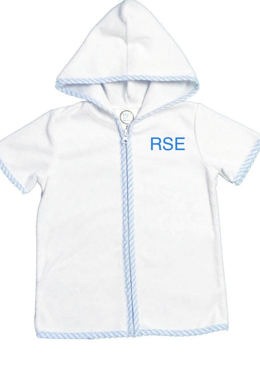 Monogram Baby Toddler Boys Hooded Swim Cover Up Shirt - Memes Custom Stitches LLC