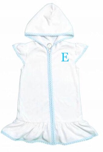 Monogram Baby Toddler Girls Hooded Swim Cover Up Ruffle Dress - Memes Custom Stitches LLC