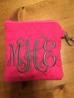 Monogram/ Initial Quilted Personalized Zipper Coin Purse/Pouch Gifts for Her - Memes Custom Stitches LLC