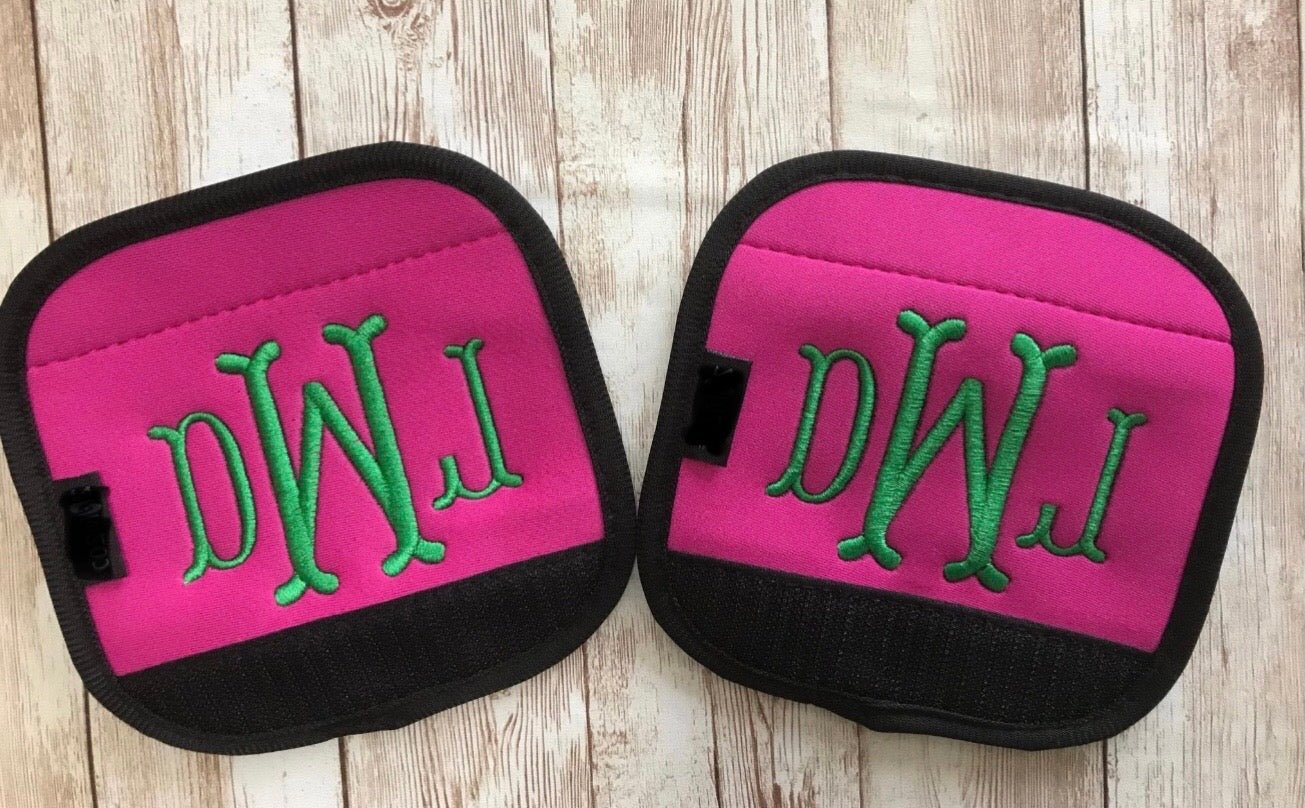 Monogram Luggage Handle Wrap Sets Travel Accessories Gift - Memes Custom Stitches LLC