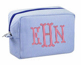 Monogram Seersucker Cosmetic Toiletry Travel Bag Gift - Memes Custom Stitches LLC