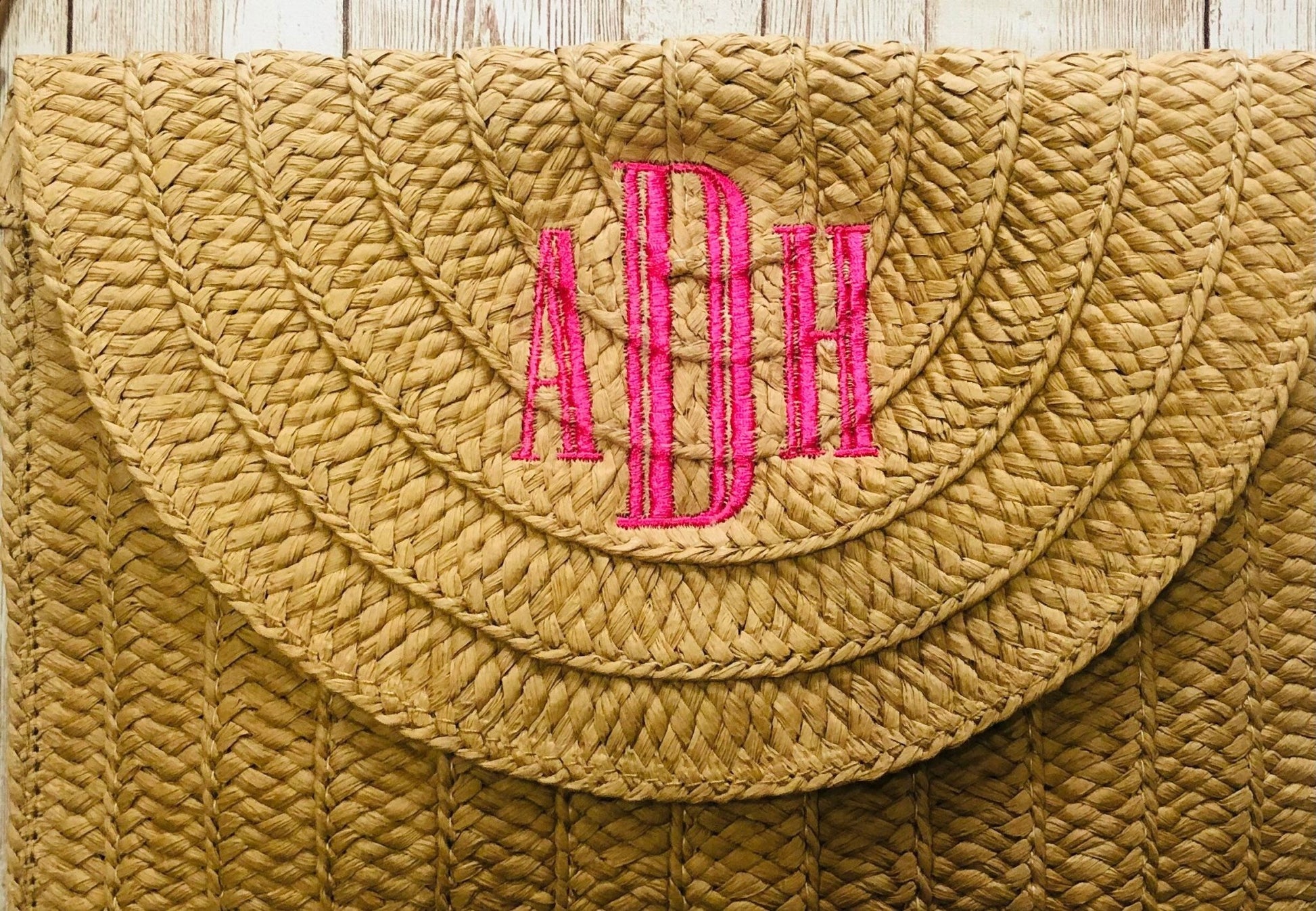 Monogram Summer Beach Straw Crossbody Wristlet Purse Gift - Memes Custom Stitches LLC