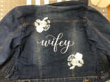 Monogram Wifey Denim Jacket, Bridal Shower Gift,Bride to be Gift,Future Wifey Gift, Bride Custom Jacket, Wedding Jacket, Just Married Jacket - Memes Custom Stitches LLC